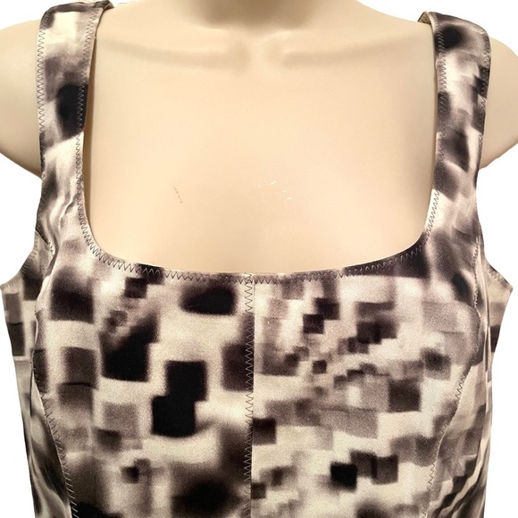 Nicole Miller Artelier Dress Tank black gray white Abstract Print Size 10 - Picture 3 of 8
